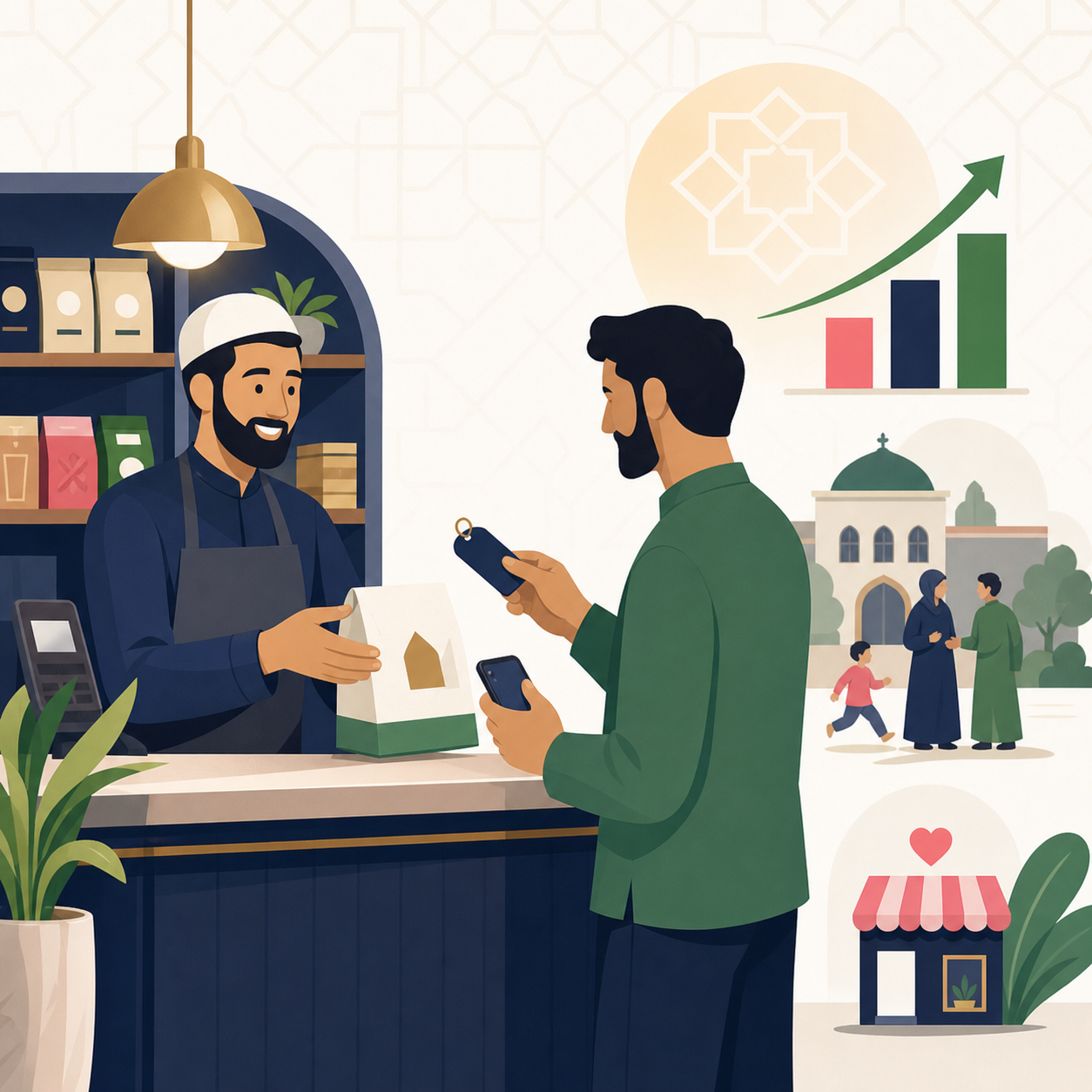 Illustration of a member using a benefit at a local partner counter